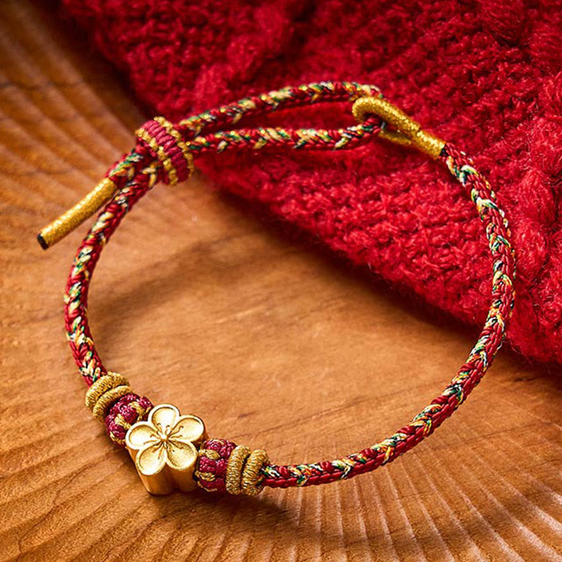 Hand-Woven Red String Koi Fish Flower Protection Bracelet