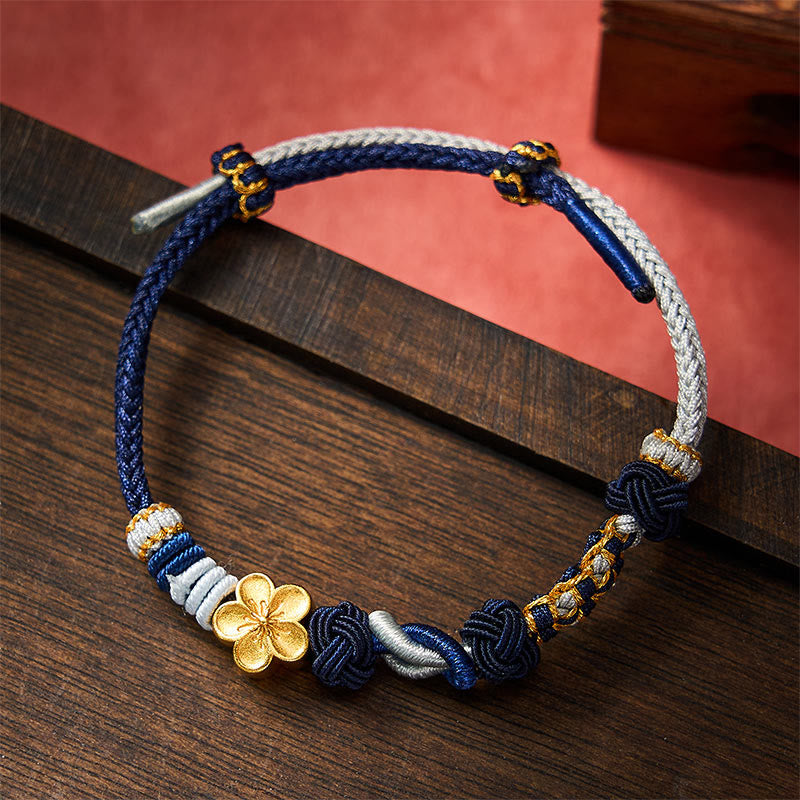 Hand-Woven Multicolor Cord Chinese Knotting Peach Blossom Luck Couple Bracelet