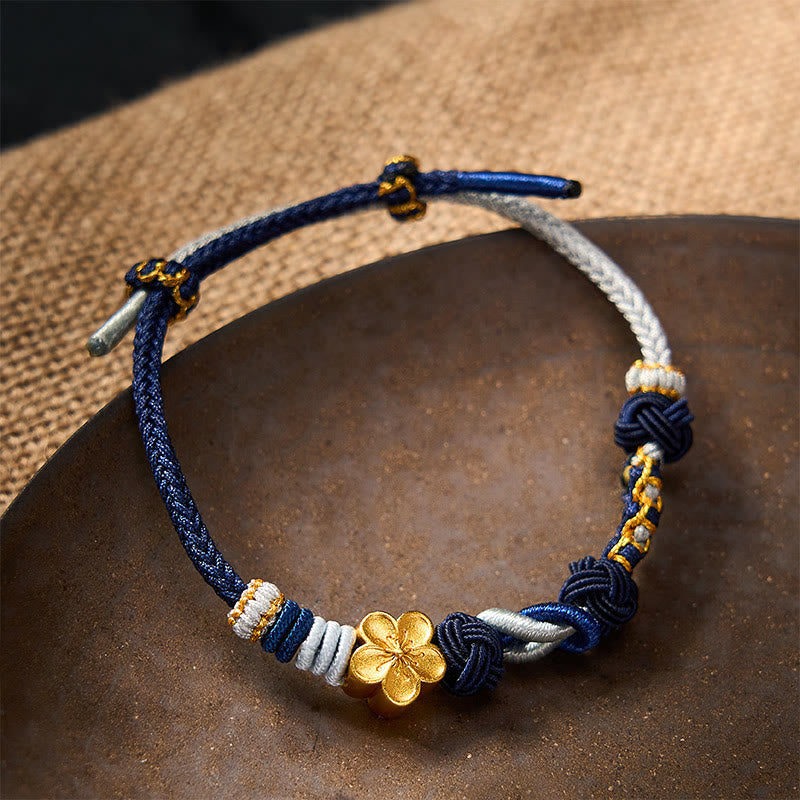 Hand-Woven Multicolor Cord Chinese Knotting Peach Blossom Luck Couple Bracelet