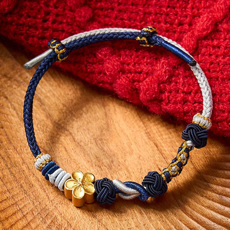 Hand-Woven Multicolor Cord Chinese Knotting Peach Blossom Luck Couple Bracelet