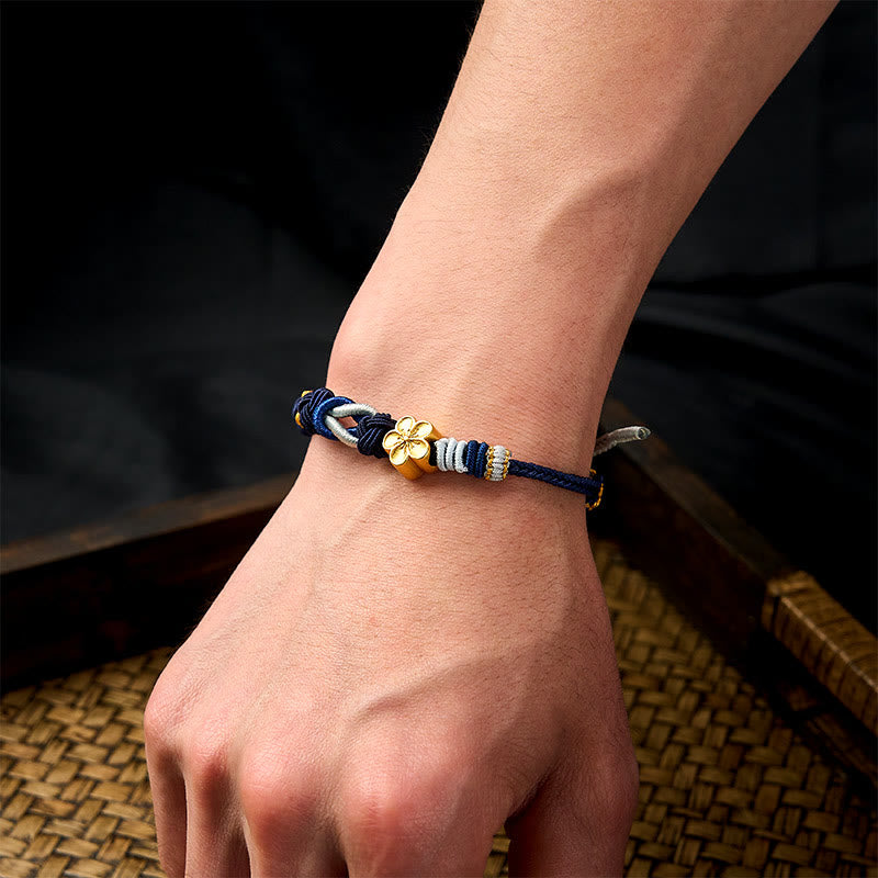 Hand-Woven Multicolor Cord Chinese Knotting Peach Blossom Luck Couple Bracelet