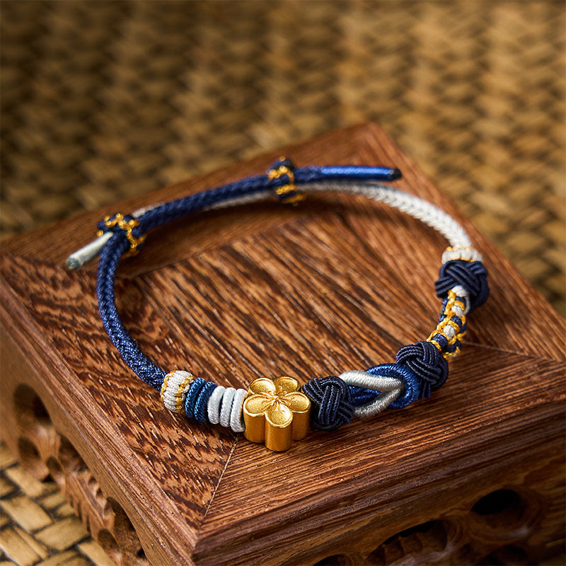 Hand-Woven Multicolor Cord Chinese Knotting Peach Blossom Luck Couple Bracelet