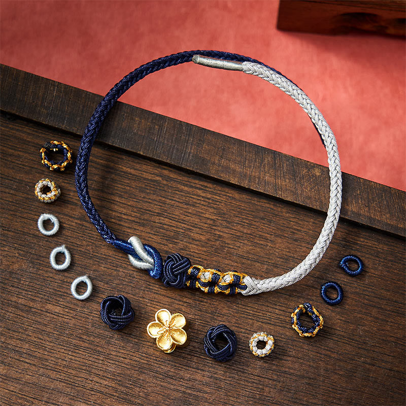 Hand-Woven Multicolor Cord Chinese Knotting Peach Blossom Luck Couple Bracelet