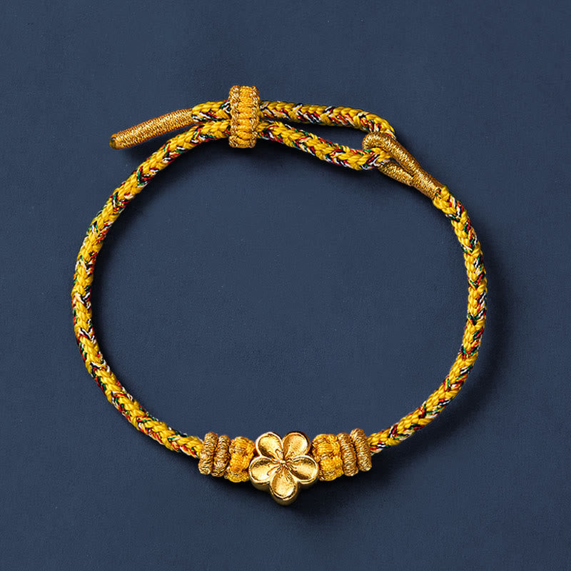 Yellow Braided Rope Flower Rootedness Bracelet