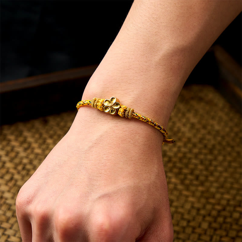 Yellow Braided Rope Flower Rootedness Bracelet