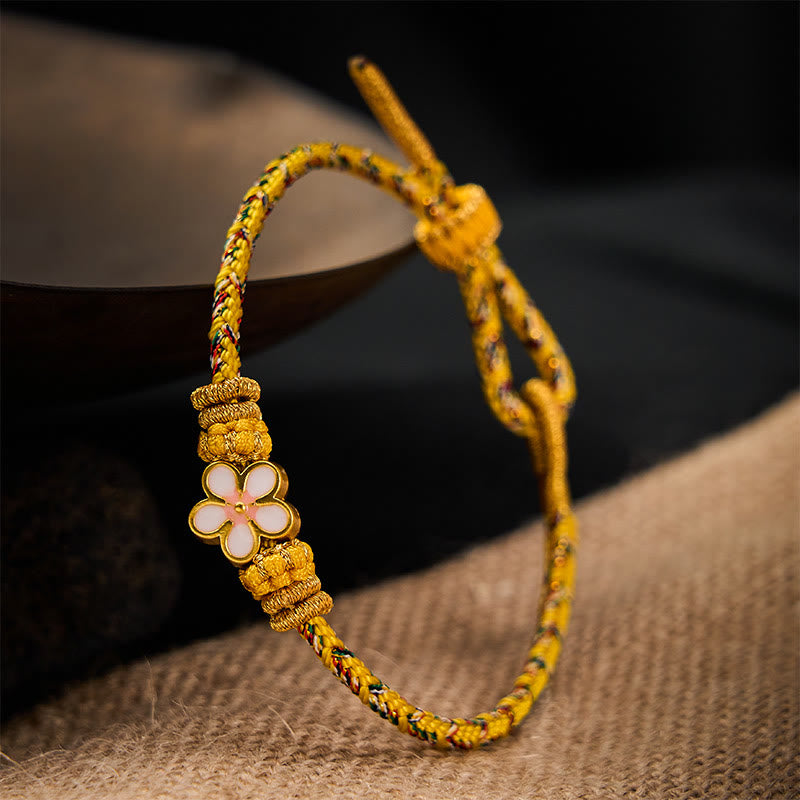 Yellow Braided Rope Flower Rootedness Bracelet