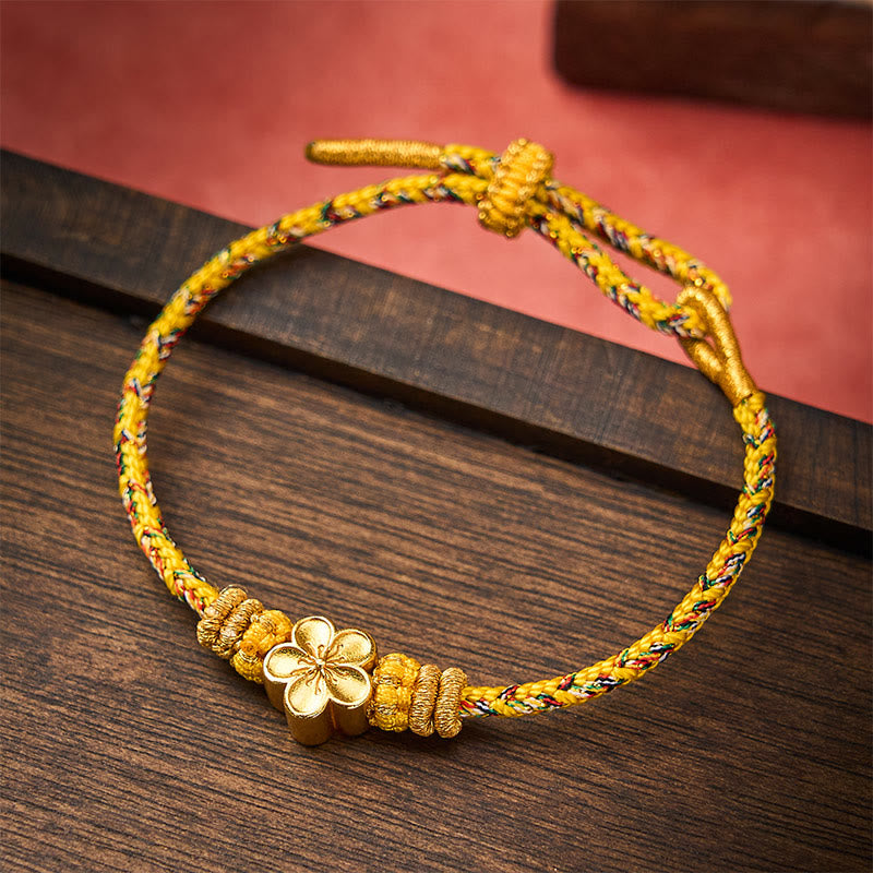 Yellow Braided Rope Flower Rootedness Bracelet