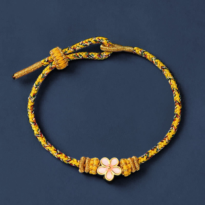 Yellow Braided Rope Flower Rootedness Bracelet
