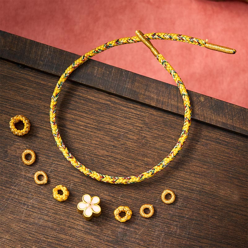 Yellow Braided Rope Flower Rootedness Bracelet