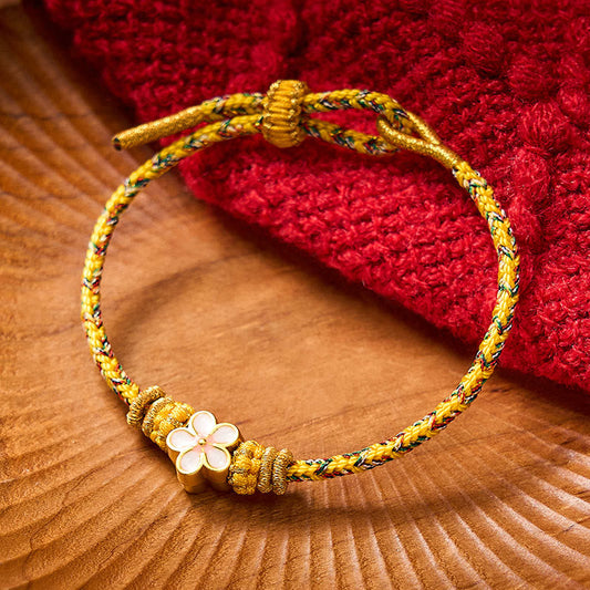 Yellow Braided Rope Flower Rootedness Bracelet