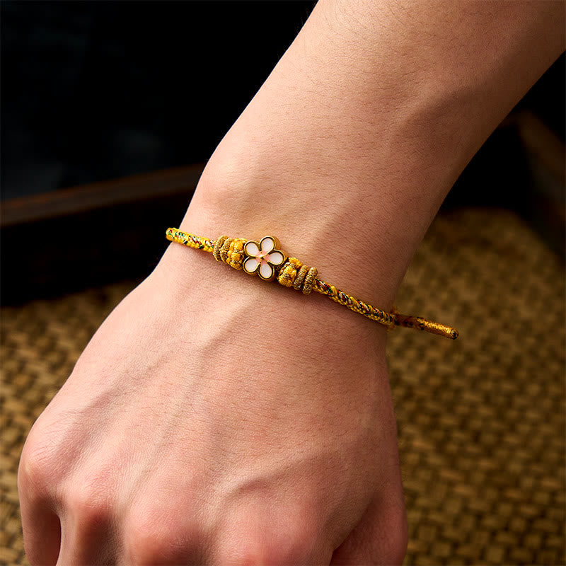 Yellow Braided Rope Flower Rootedness Bracelet
