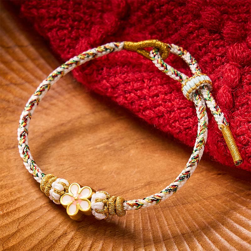 White Braided Rope Flower knowledge Bracelet