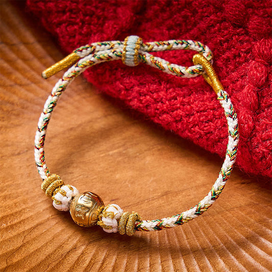 White Braided Rope Om Mani Padme Hum Wisdom Bracelet