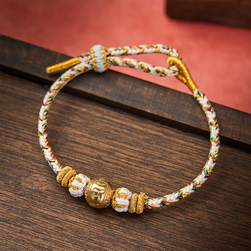 White Braided Rope Om Mani Padme Hum Wisdom Bracelet