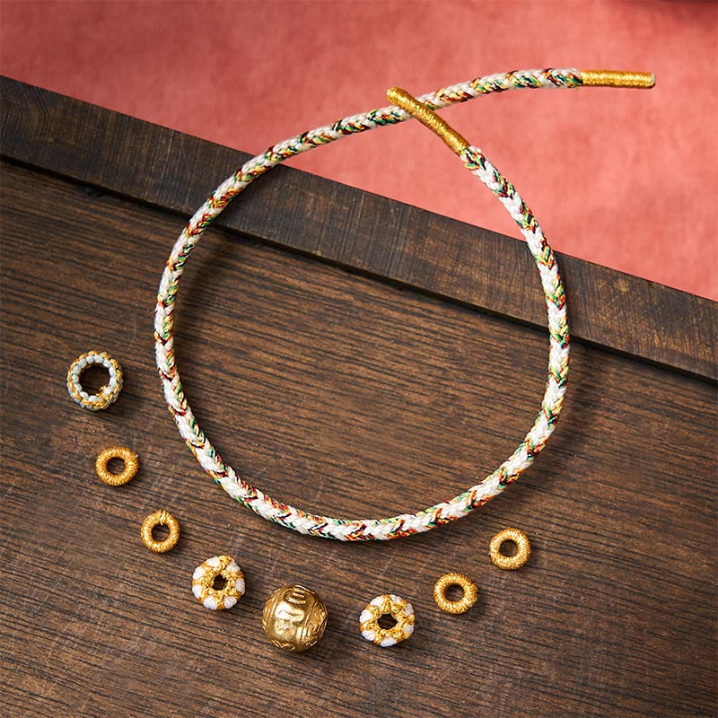 White Braided Rope Om Mani Padme Hum Wisdom Bracelet