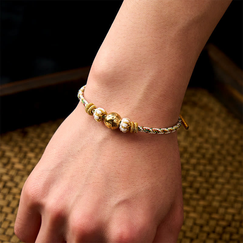 White Braided Rope Om Mani Padme Hum Wisdom Bracelet
