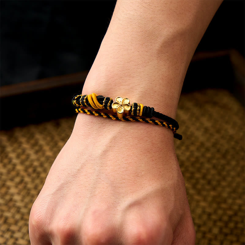 Flower Braided Rope Knot Double Wrap Adjustable Bracelet