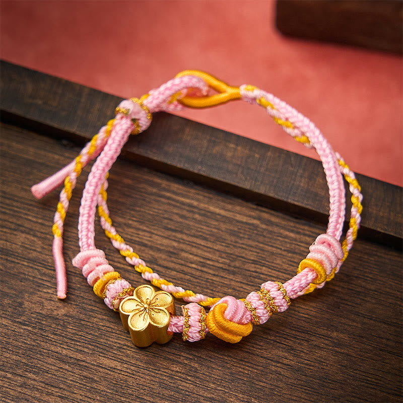 Flower Braided Rope Knot Double Wrap Adjustable Bracelet