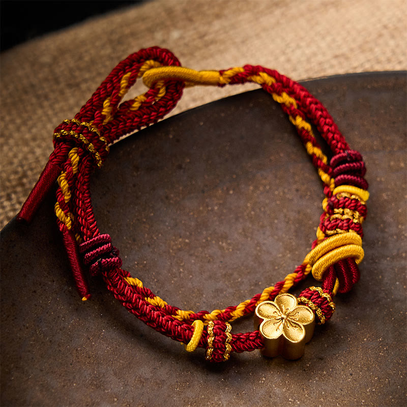 Flower Braided Rope Knot Double Wrap Adjustable Bracelet