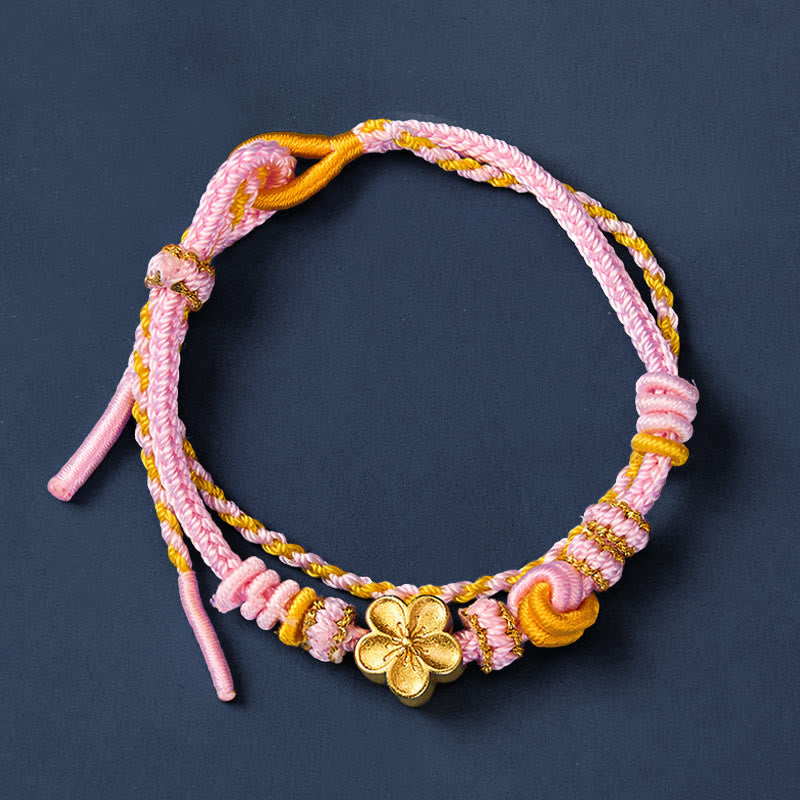 Flower Braided Rope Knot Double Wrap Adjustable Bracelet