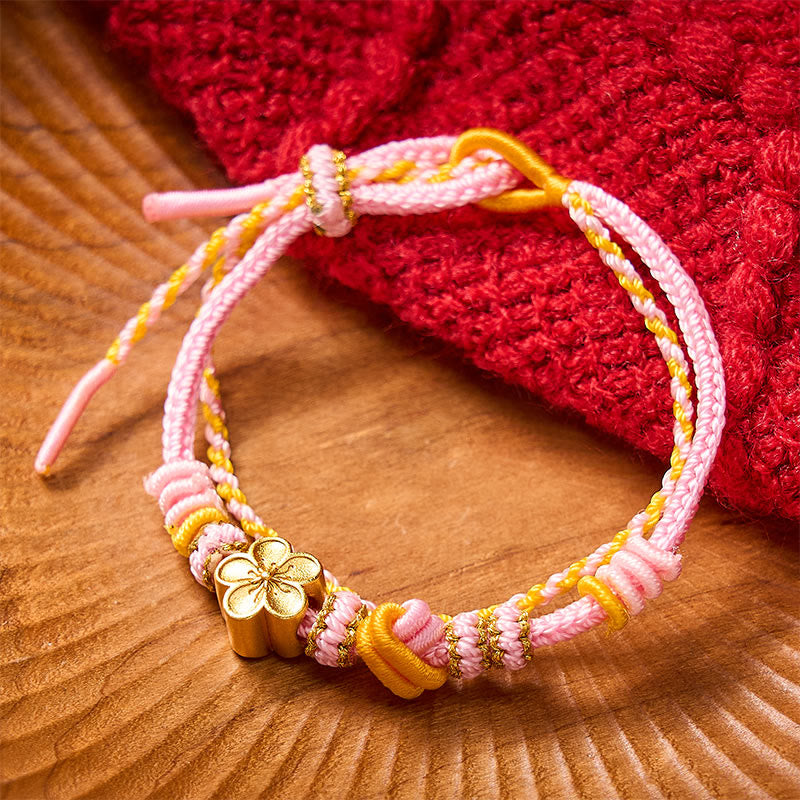 Flower Braided Rope Knot Double Wrap Adjustable Bracelet