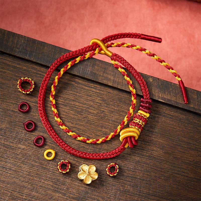 Flower Braided Rope Knot Double Wrap Adjustable Bracelet