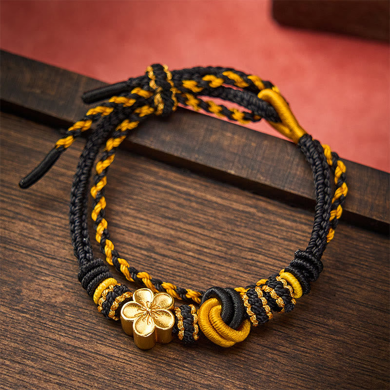 Flower Braided Rope Knot Double Wrap Adjustable Bracelet