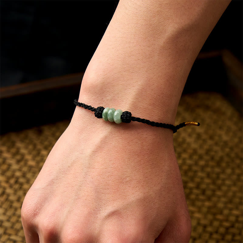 Handmade Braided Red String 3mm Jade Beads Protection Adjustable DIY Bracelet