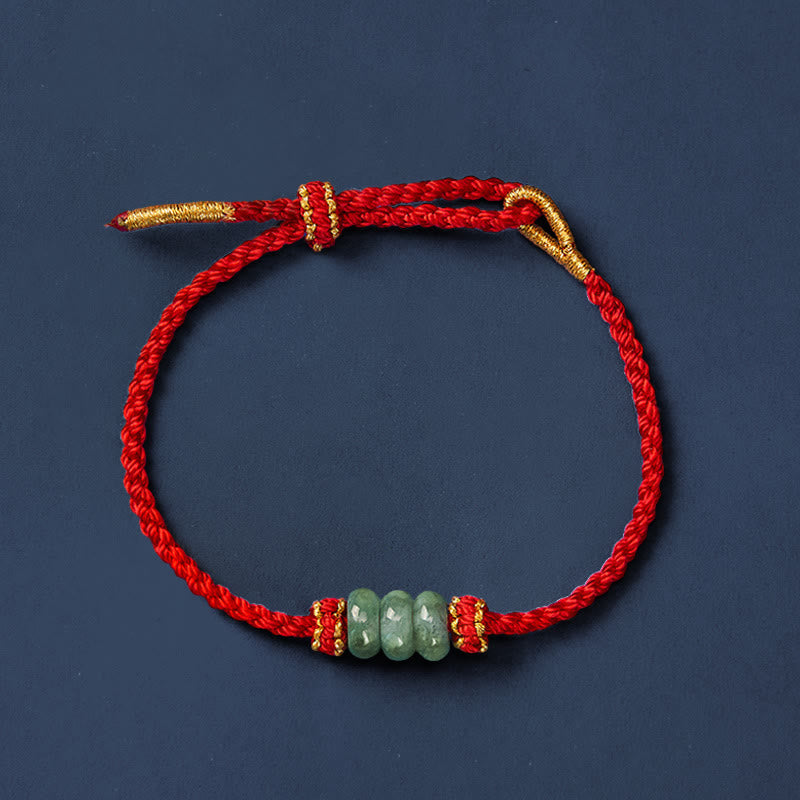 Handmade Braided Red String 3mm Jade Beads Protection Adjustable DIY Bracelet