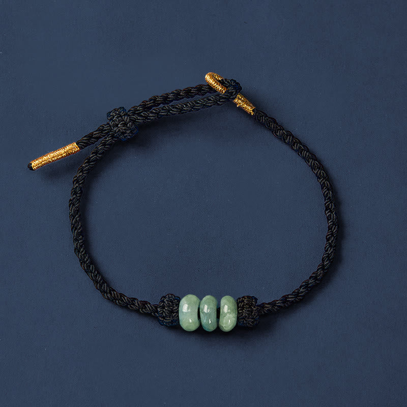 Handmade Braided Red String 3mm Jade Beads Protection Adjustable DIY Bracelet