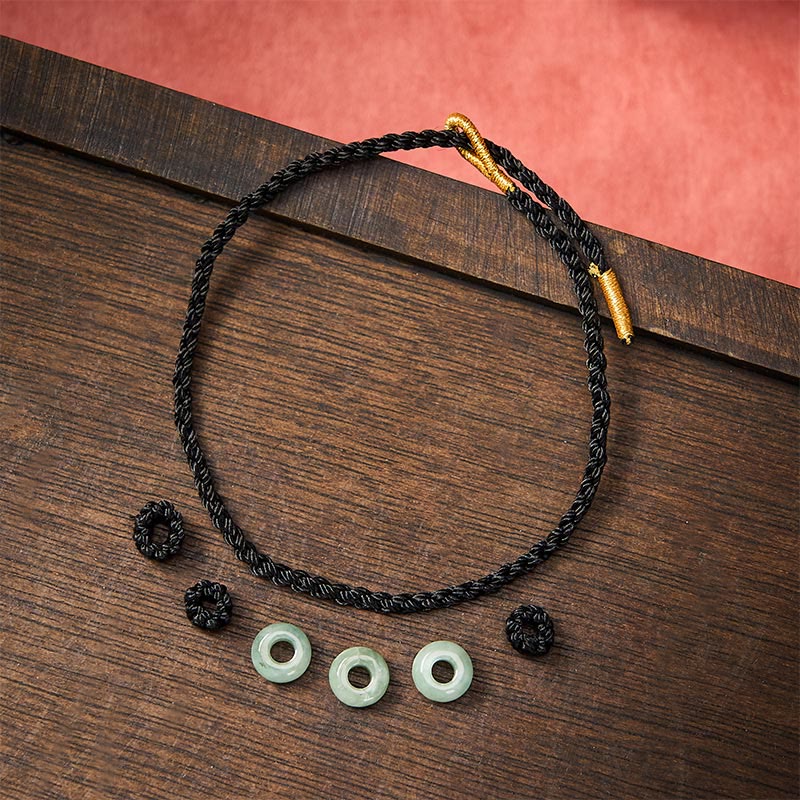Handmade Braided Red String 3mm Jade Beads Protection Adjustable DIY Bracelet
