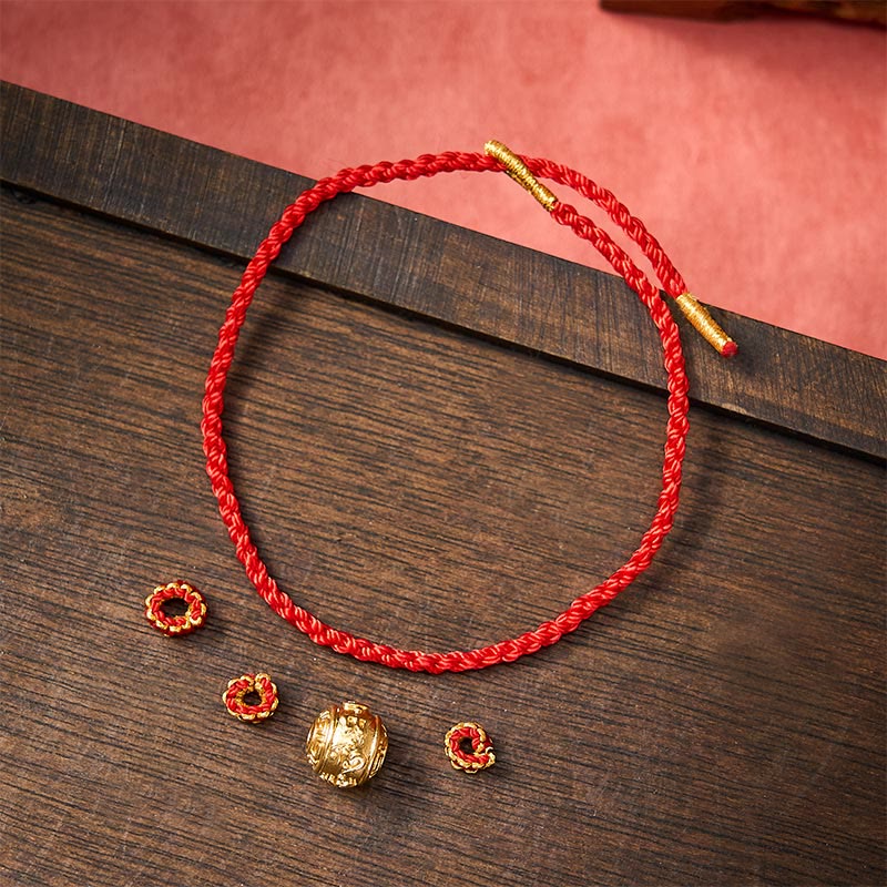 Hand-Woven Red String Strength Om Mani Padme Hum Adjustable DIY Bracelet