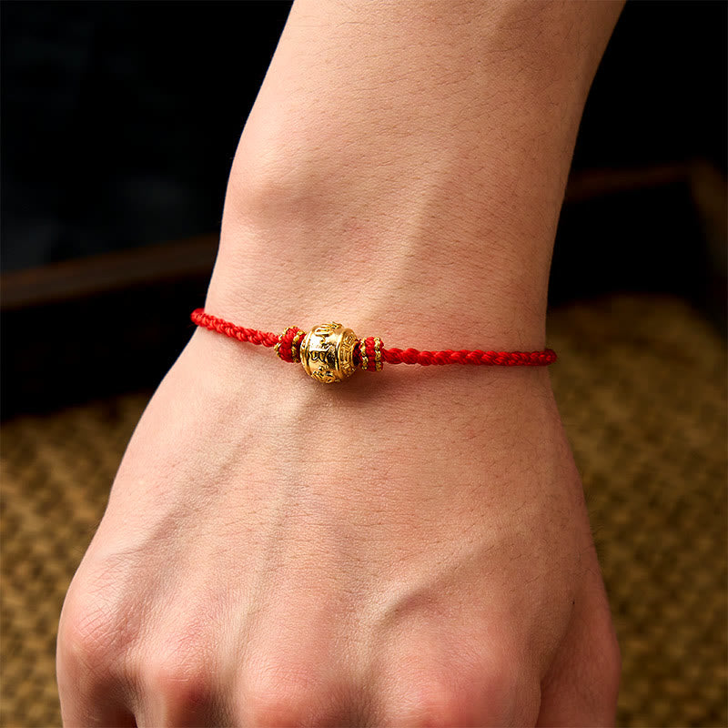Hand-Woven Red String Strength Om Mani Padme Hum Adjustable DIY Bracelet