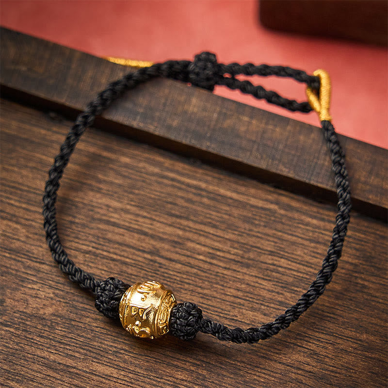 Hand-Woven Red String Strength Om Mani Padme Hum Adjustable DIY Bracelet