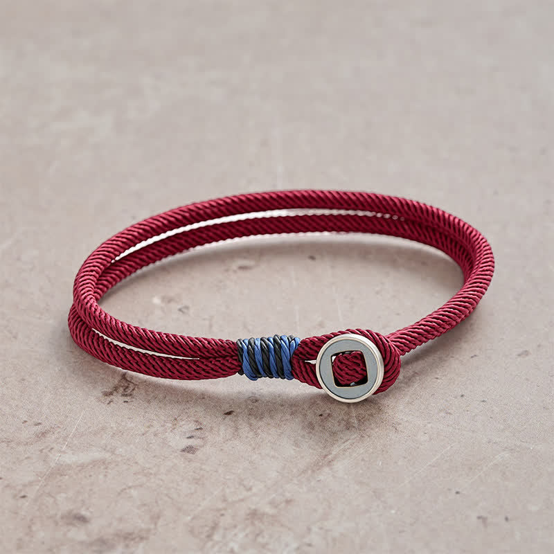 925 Sterling Silver Double Wrap Button Protection Bracelet