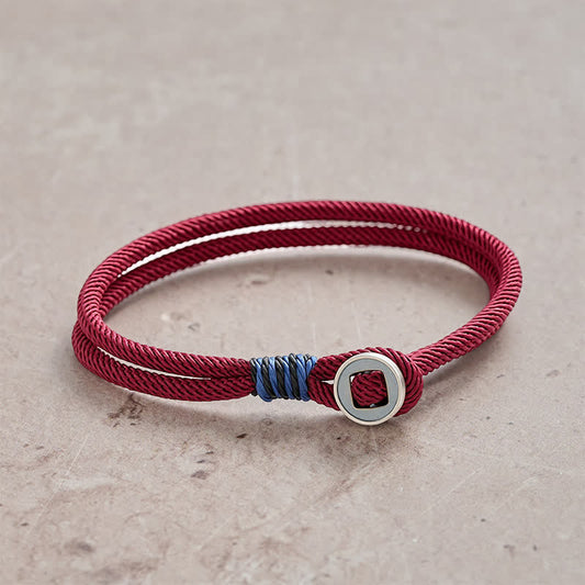 925 Sterling Silver Double Wrap Button Protection Bracelet