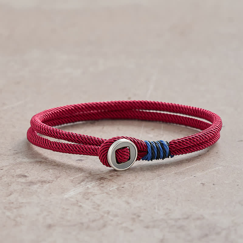 925 Sterling Silver Double Wrap Button Protection Bracelet