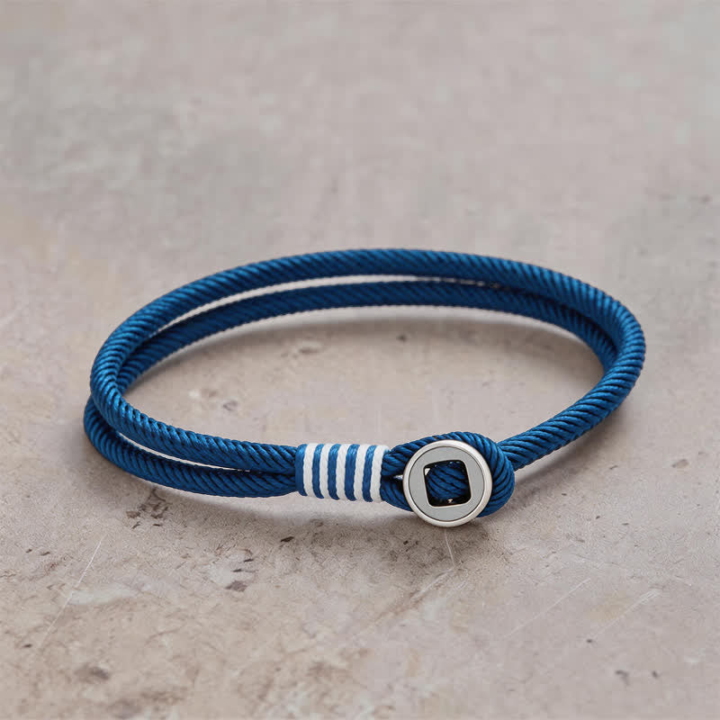 925 Sterling Silver Double Wrap Button Protection Bracelet