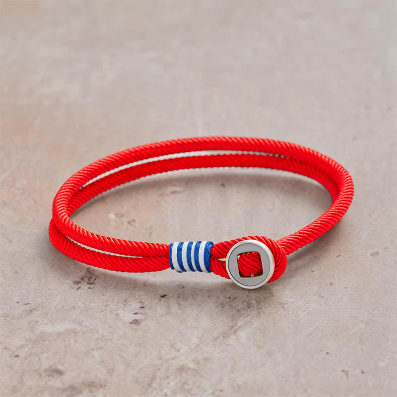 925 Sterling Silver Double Wrap Button Protection Bracelet