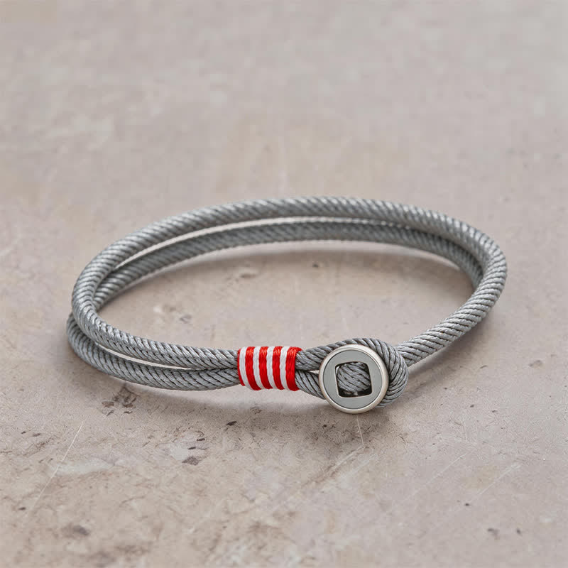 925 Sterling Silver Double Wrap Button Protection Bracelet