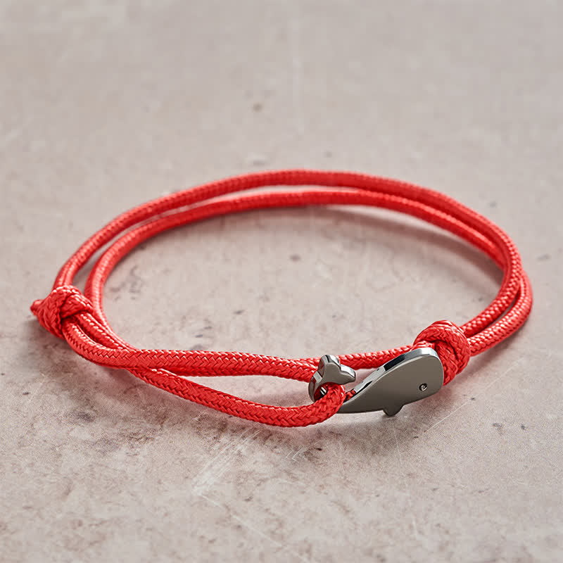 Double Wrap Braided Rope Whale Connection Bracelet