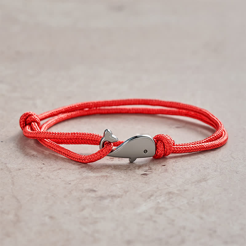 Double Wrap Braided Rope Whale Connection Bracelet