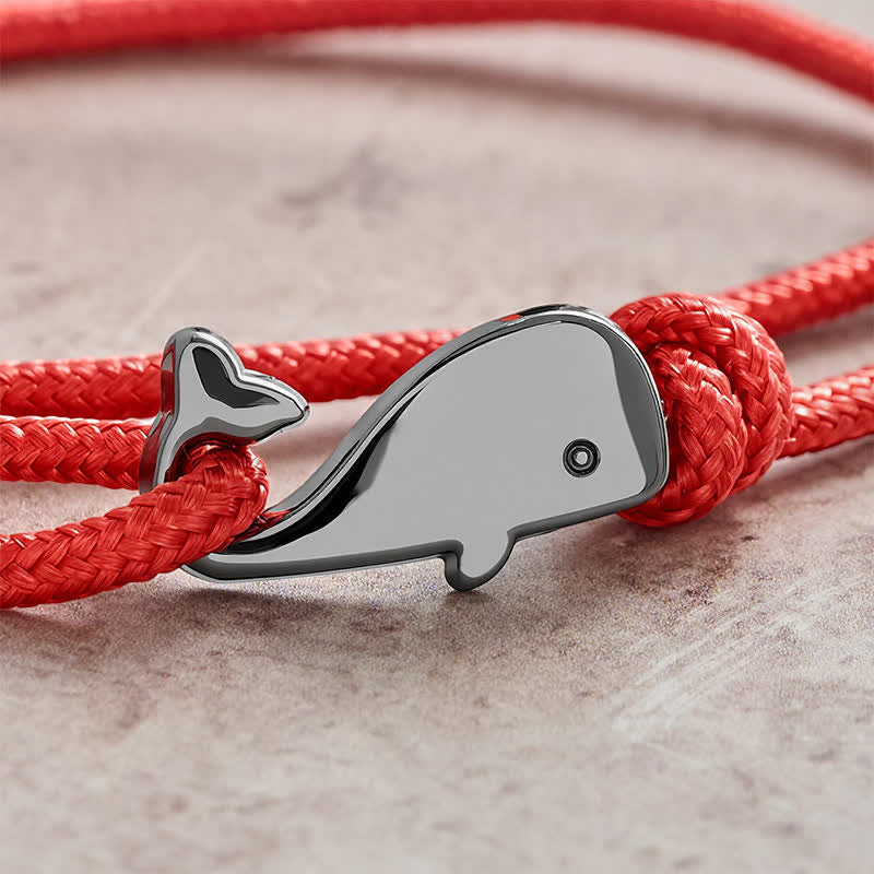 Double Wrap Braided Rope Whale Connection Bracelet