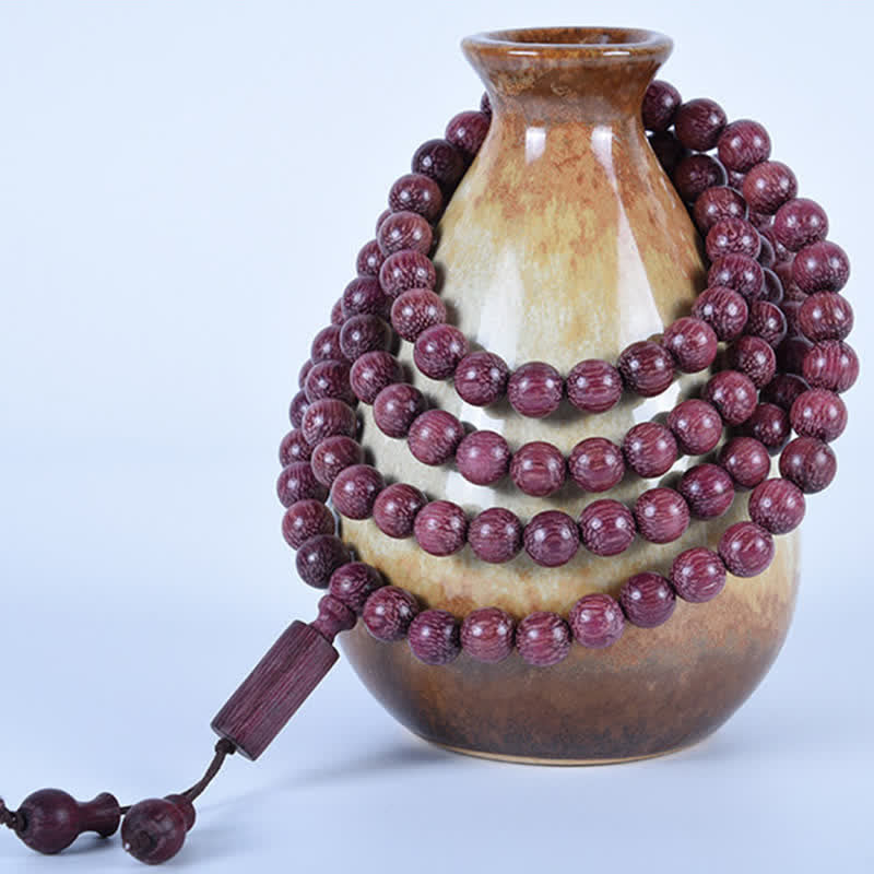 Natural Peltogyne Gourd 108 Bead Mala