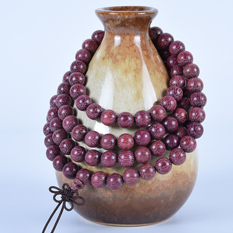 Natural Peltogyne Gourd 108 Bead Mala