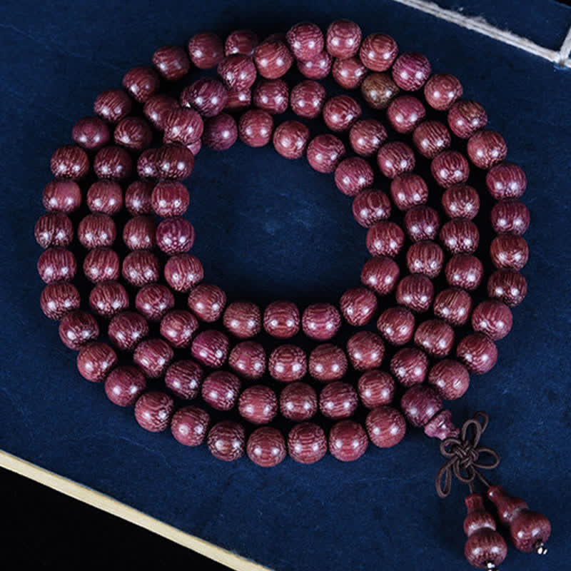 Natural Peltogyne Gourd 108 Bead Mala