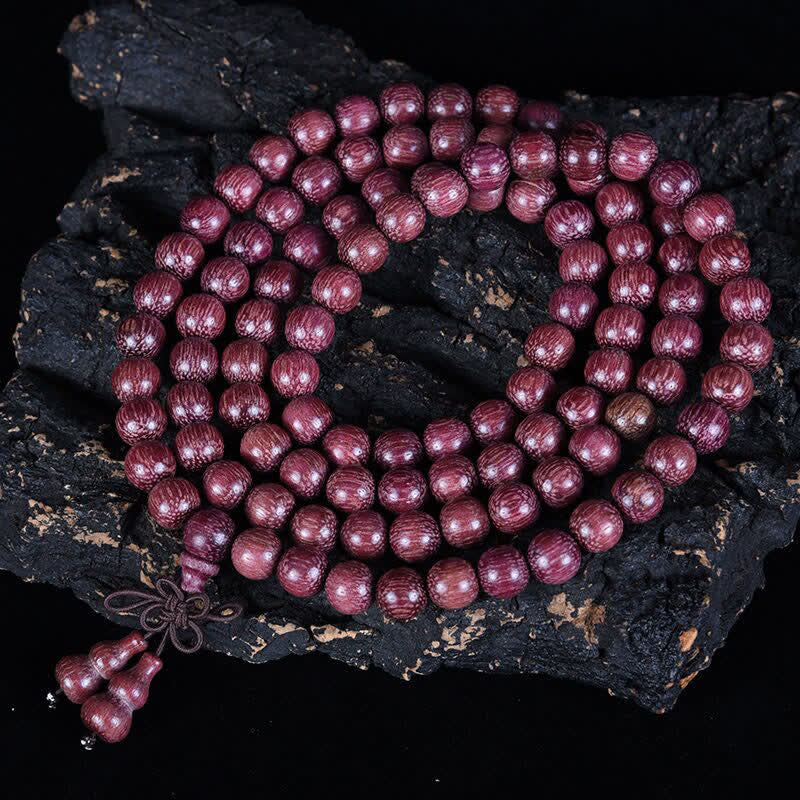 Natural Peltogyne Gourd 108 Bead Mala