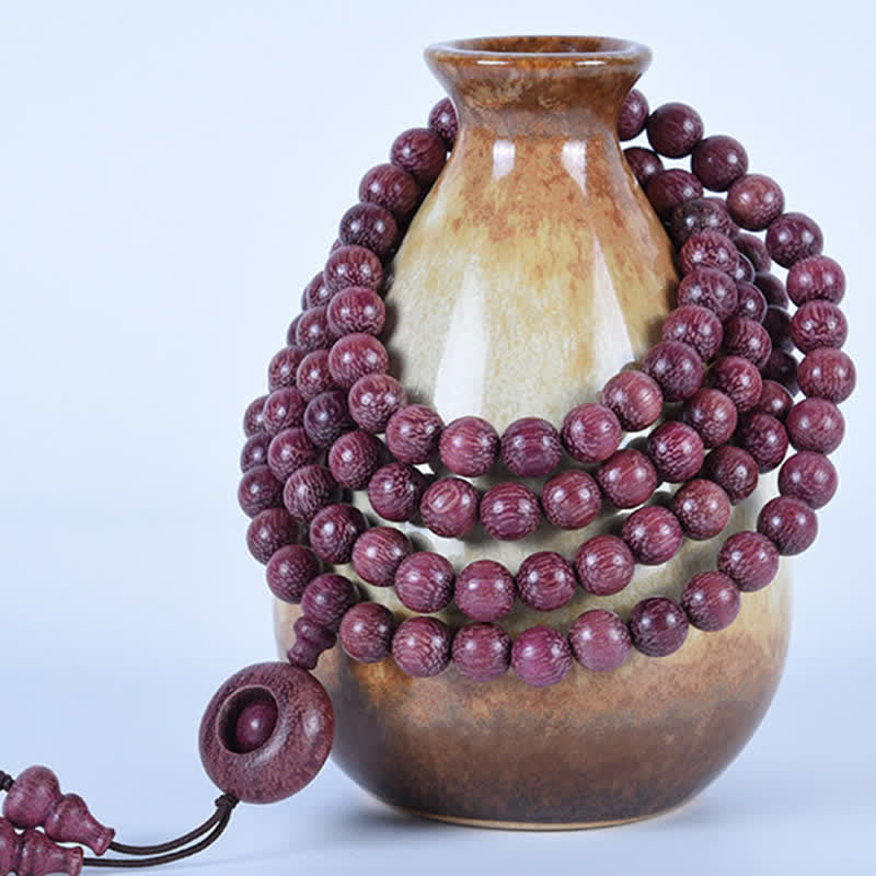 Natural Peltogyne Gourd 108 Bead Mala