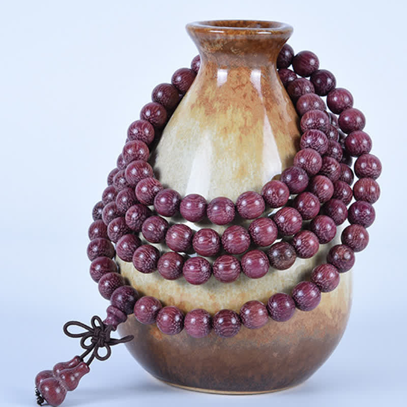 Natural Peltogyne Gourd 108 Bead Mala