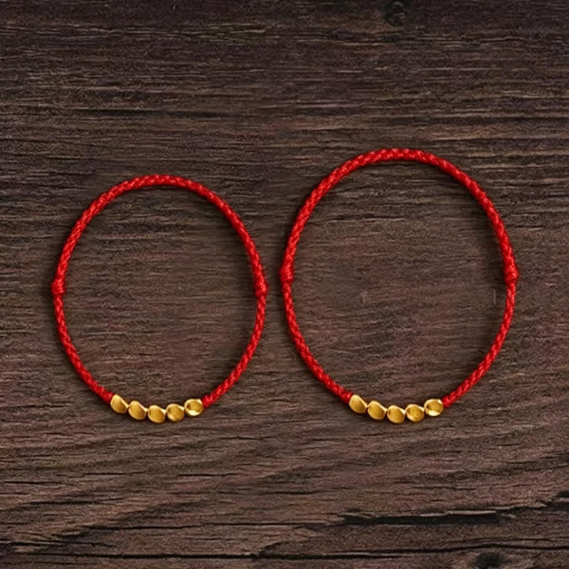 Hand-Woven Red String Twisted Beads Protection Braided Adjustable Bracelet